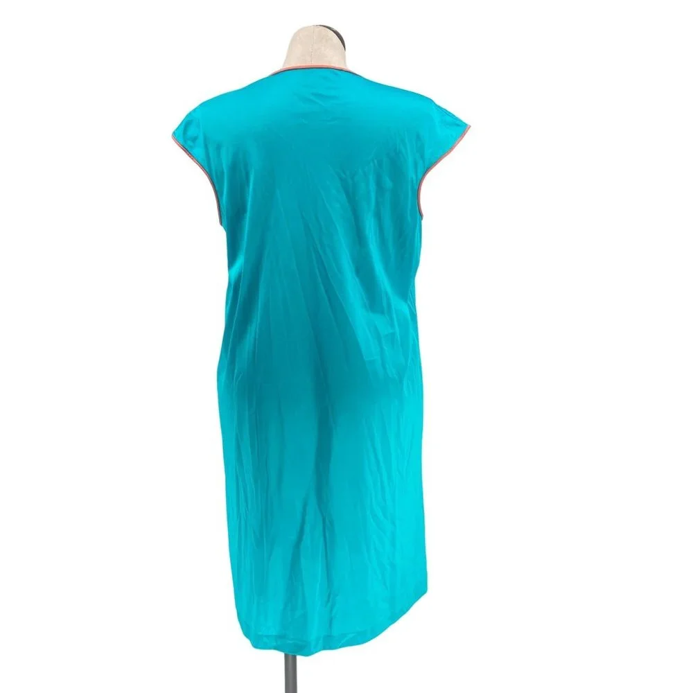 Vintage 70's Embroidered Short Sleeve Nightgown Lingerie Boho Comfy House Dress - Picture 4 of 5